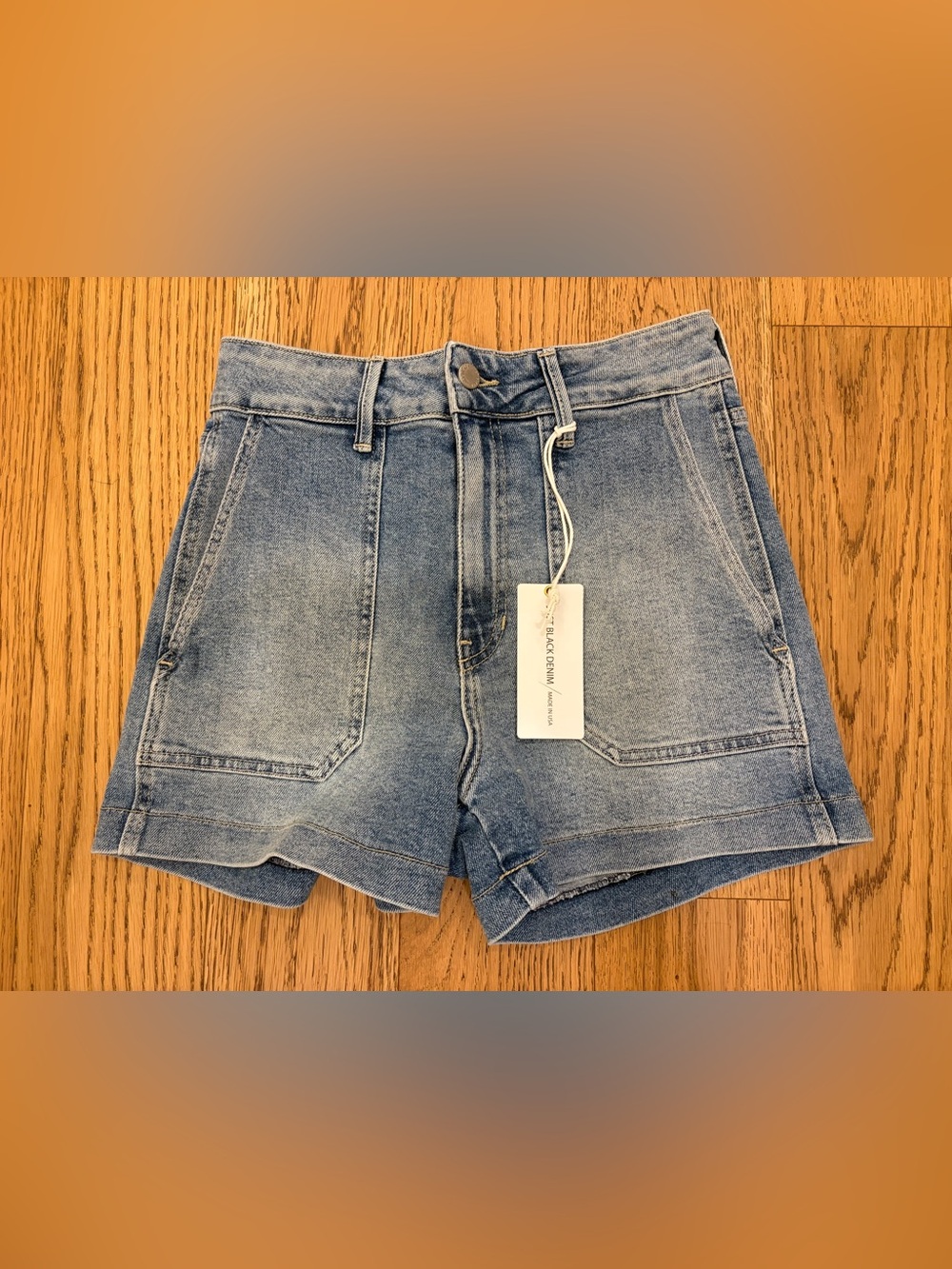 NWT Just Black Light Blue High-Rise Denim Utility Shorts size M